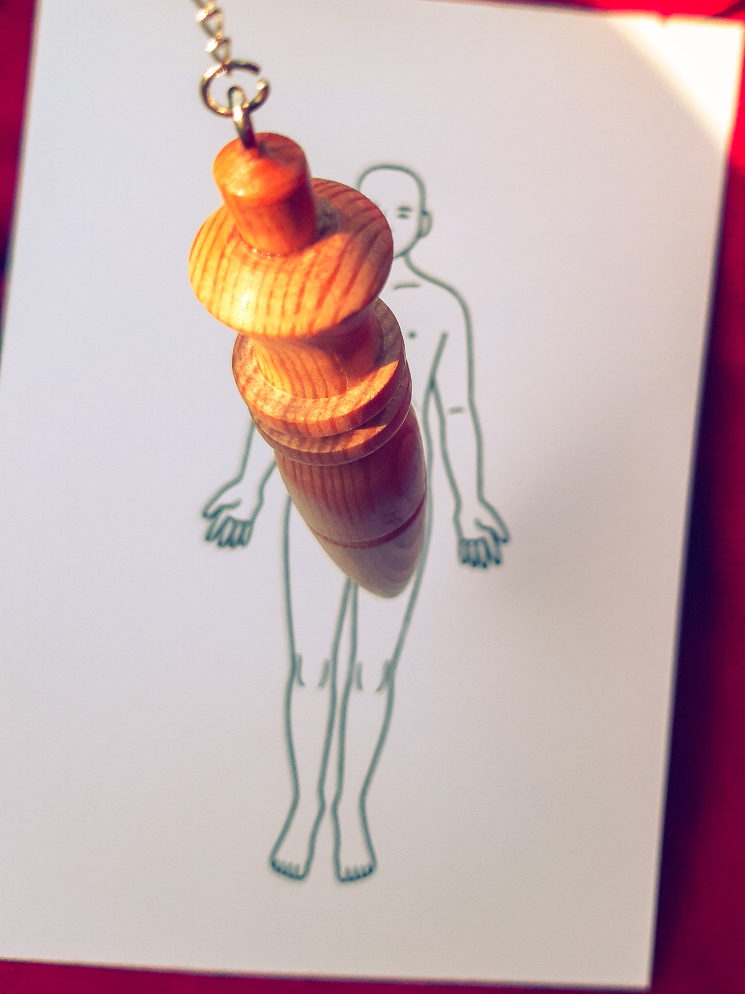 Mon pendule bois mélèze jura suisse Bien-être Angéline Ange Angélique énergie énergétique planche corps humain